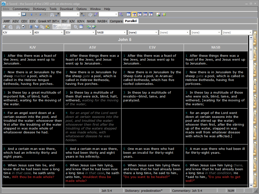 e-sword compare bible tool